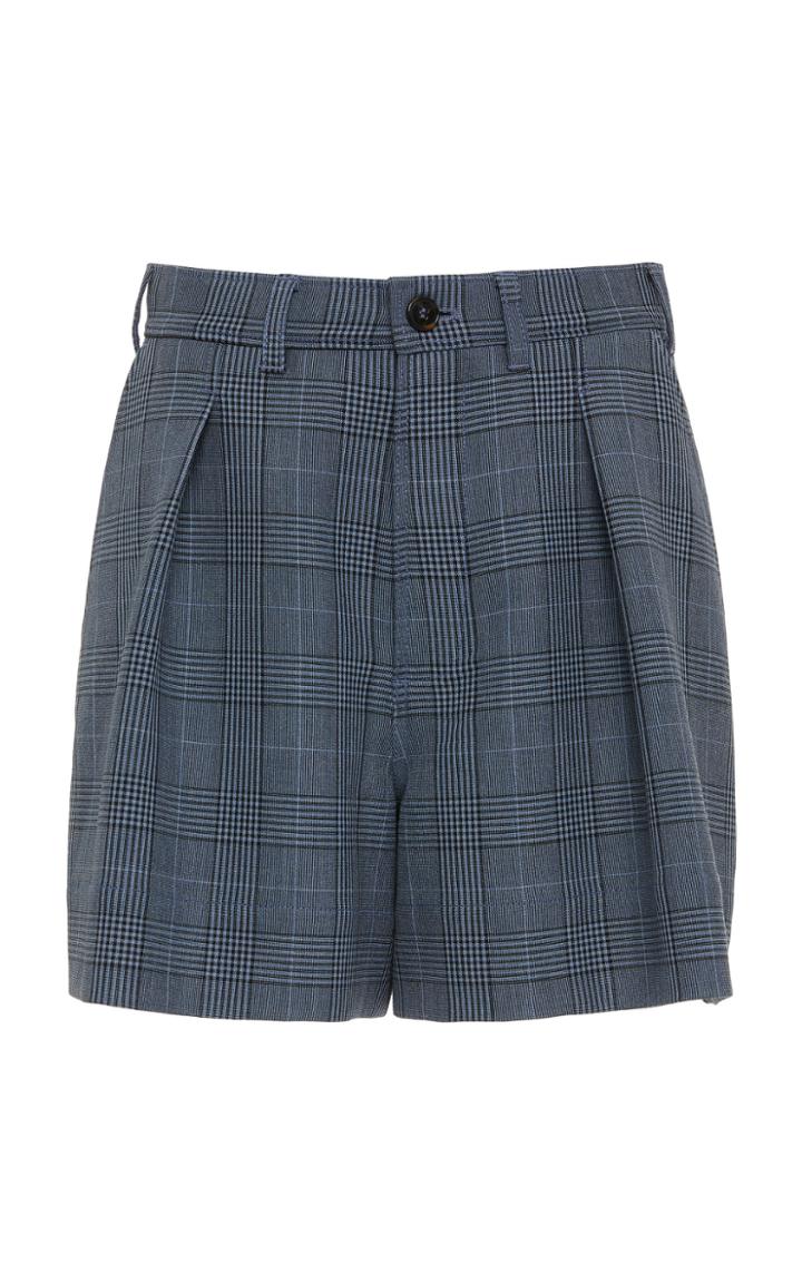 Ganni High-waisted Plaid Mini Shorts