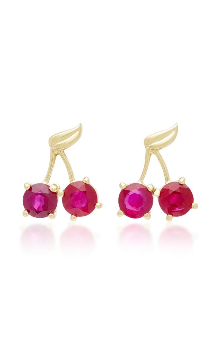 Established Cherry Charm 18k Gold Ruby Earrings