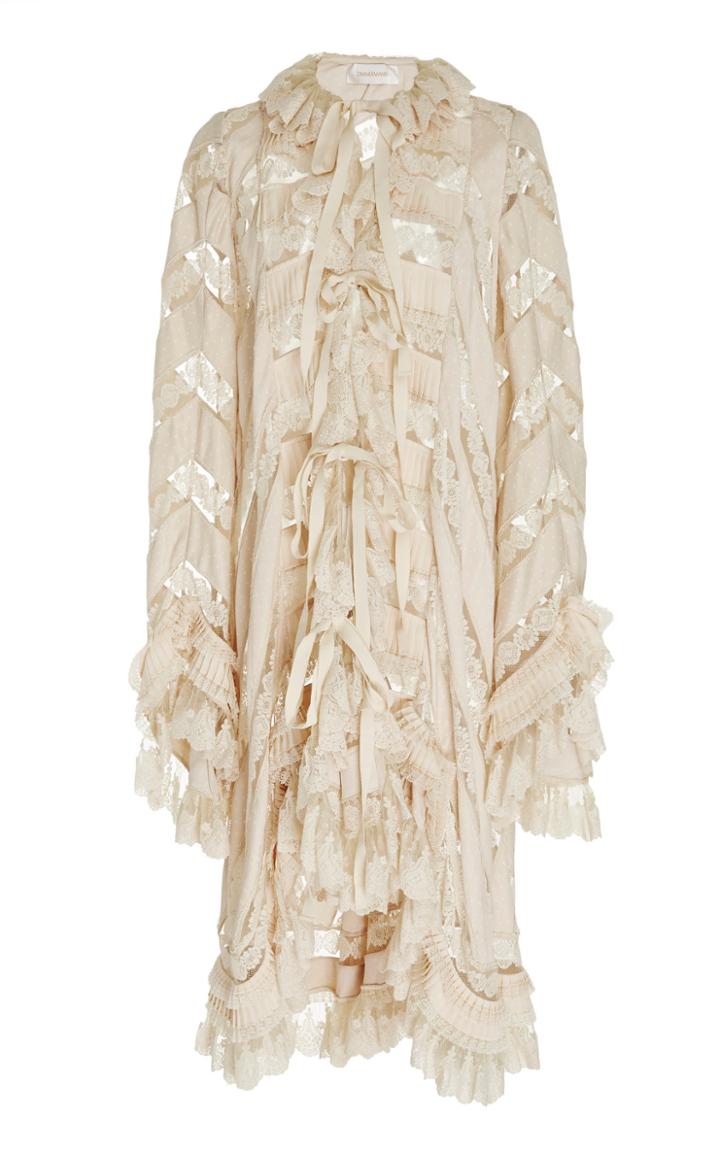 Zimmermann Tempest Pleat Lace Robe Dress