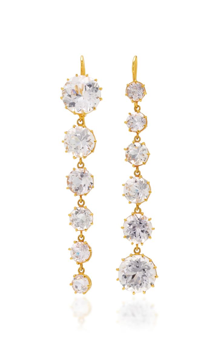 Renee Lewis One-of-a-kind Gold Antique Kunzite Waterfall Earrings