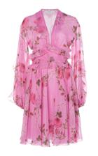 Giambattista Valli Floral Printed Silk Dress With Ruffles