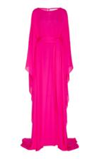 Oscar De La Renta Belted Silk-satin Caftan Gown Size: Xs