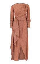 Amal Al Mulla Printed Silk Wrap Around Orange Dress
