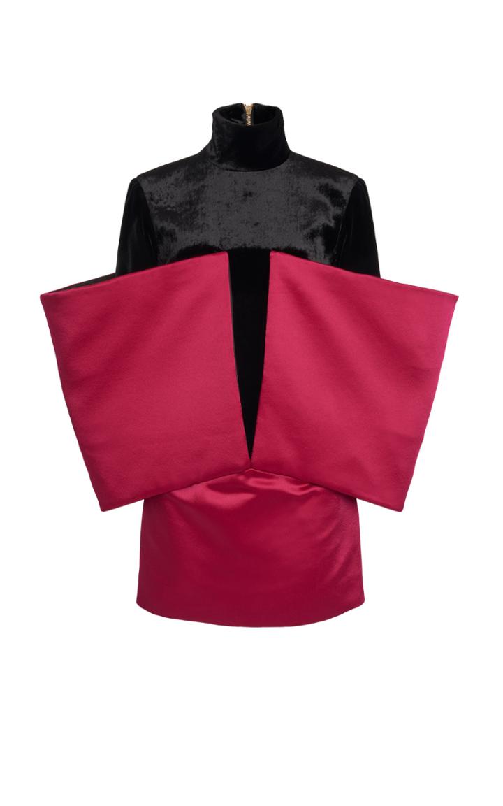 Balmain Square Sleeve Velvet Dress