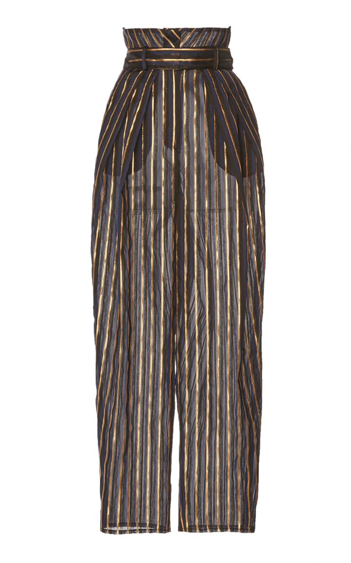 Alexandre Vauthier Self-belted Linen Wide-leg Pants