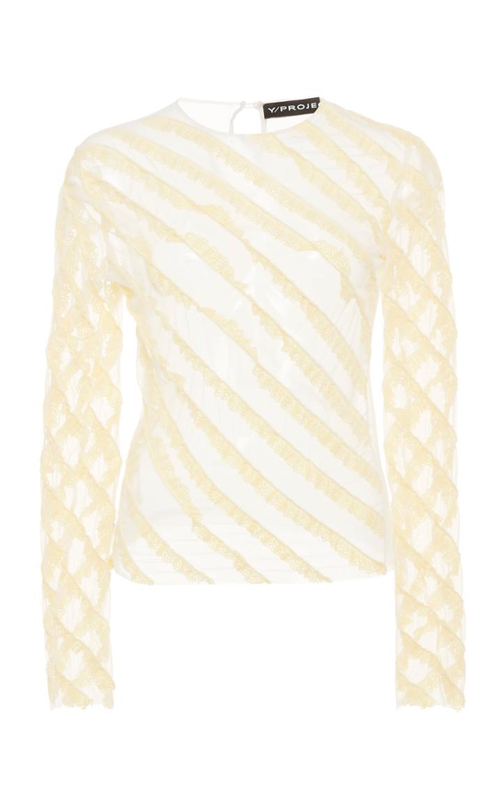 Moda Operandi Y/project Lace-embellished Tulle Top Size: 34