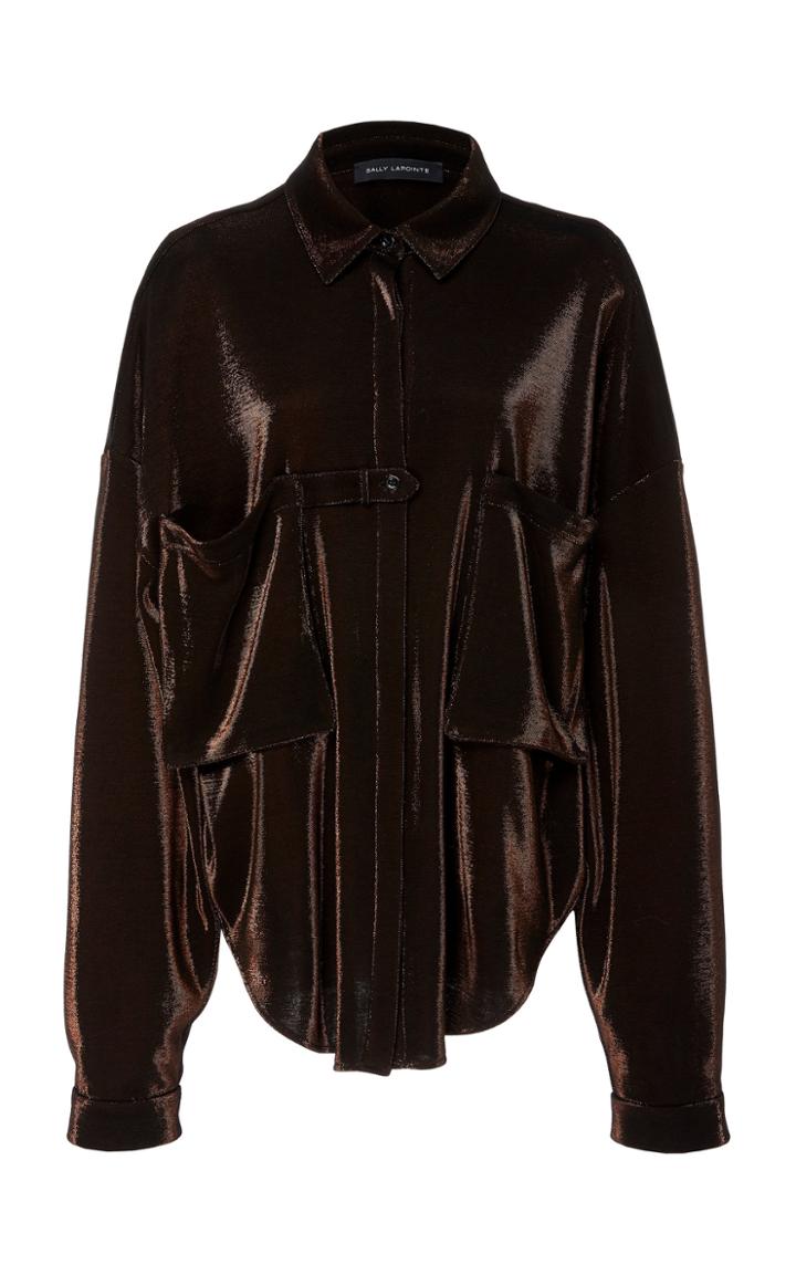 Sally Lapointe Oversized Metallic Jersey Shirt