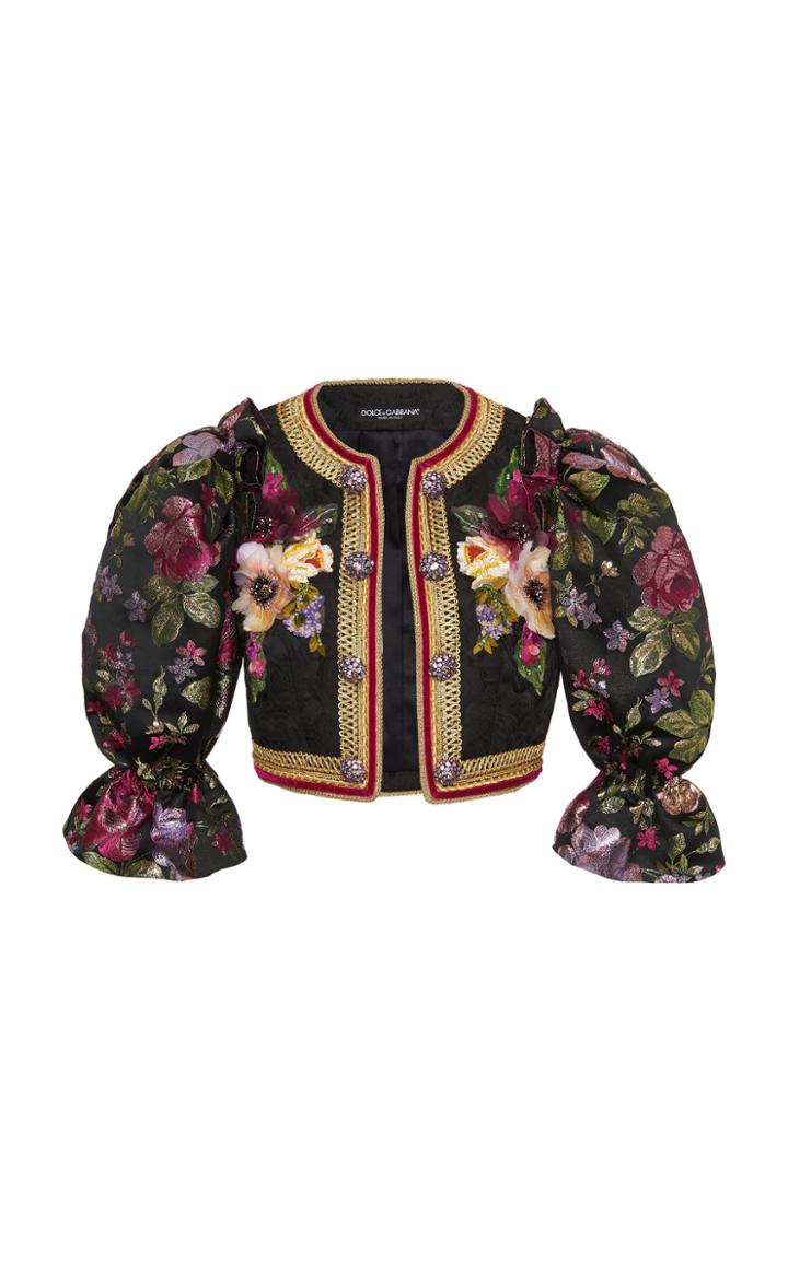 Dolce & Gabbana Floral Stretch Jacquard Cropped Jacket