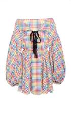 Caroline Constas Olympia Rainbow Check Dress