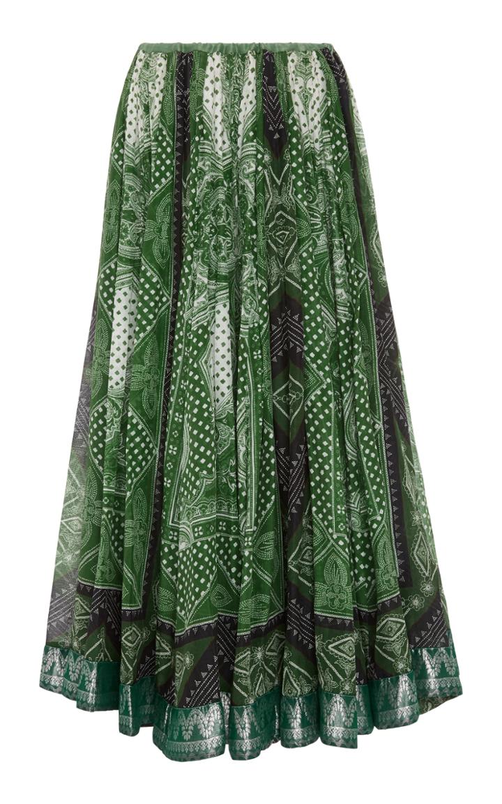 Etro Printed A-line Cotton And Silk-blend Skirt