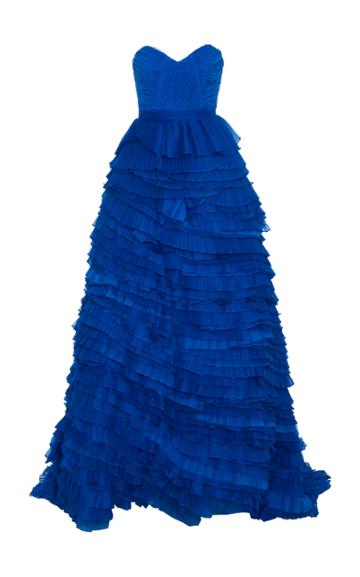 Alexandra Vidal Honeycomb Ruffle Gown