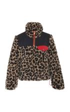 Veronica Beard Kylan Printed Half-zip Sherpa Pullover