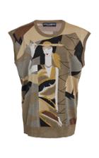 Dolce & Gabbana Printed Knit Lurex Sweater Vest