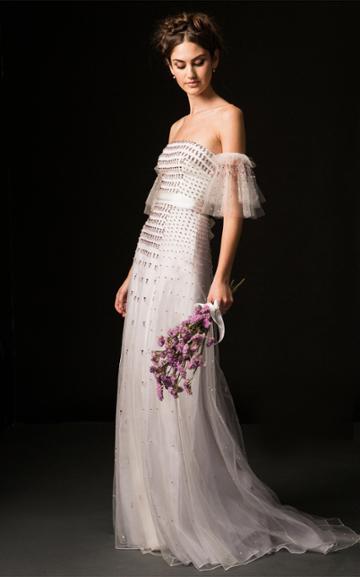 Temperley London Bridal Winnie Off Shoulder Gown With Cascading Jewel Embroidery