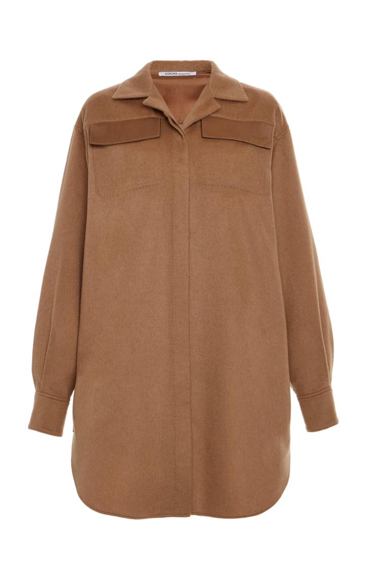 Moda Operandi Agnona Suede-trimmed Flannel Shirt