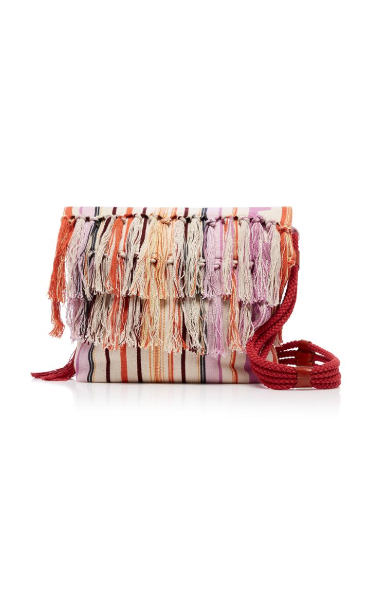 Isabel Marant Marakoo Tasseled Striped Cotton-linen Shoulder Bag