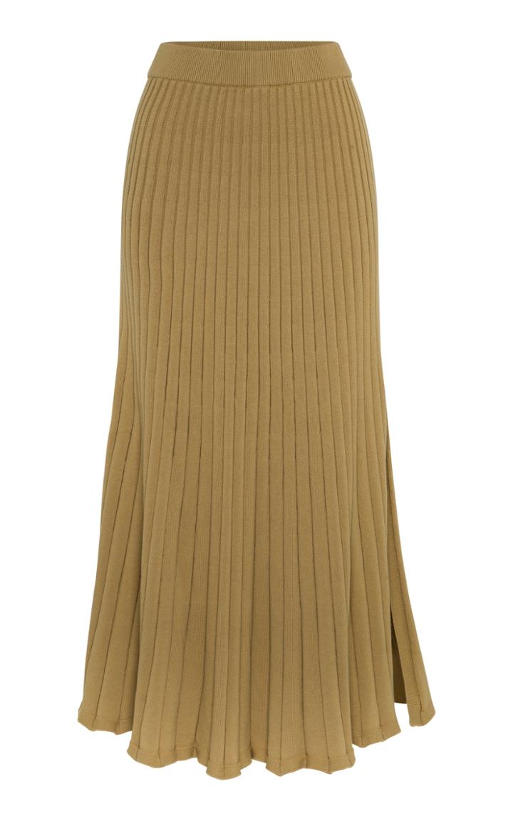 Anna Quan Lulu Cotton Pleated Knit Skirt
