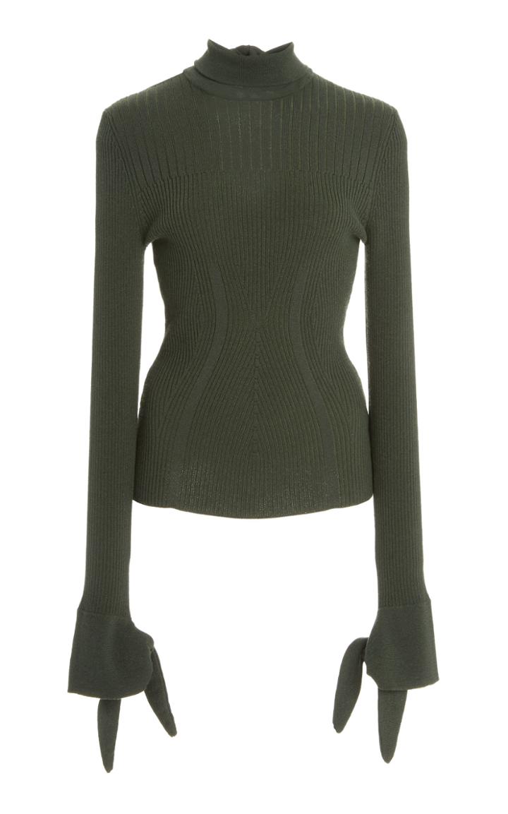 Carolina Herrera Plaited Ribbed Knit Turtleneck