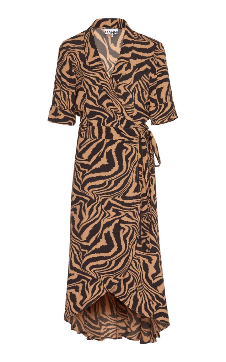 Ganni Animal-printed Midi Dress Size: 34