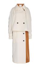 Tibi Convertible Color-blocked Twill Trench Coat