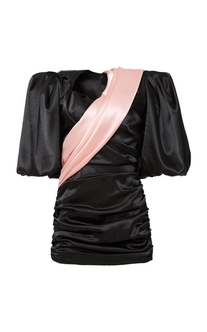 Moda Operandi Mach & Mach Puffled Sleeve Satin Dress Size: Xs
