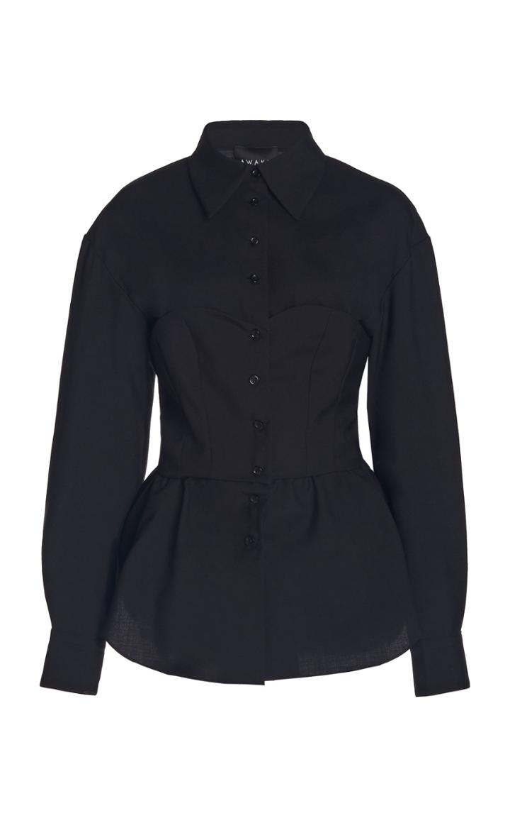 Moda Operandi A.w.a.k.e. Mode Corset-detailed Wool Top