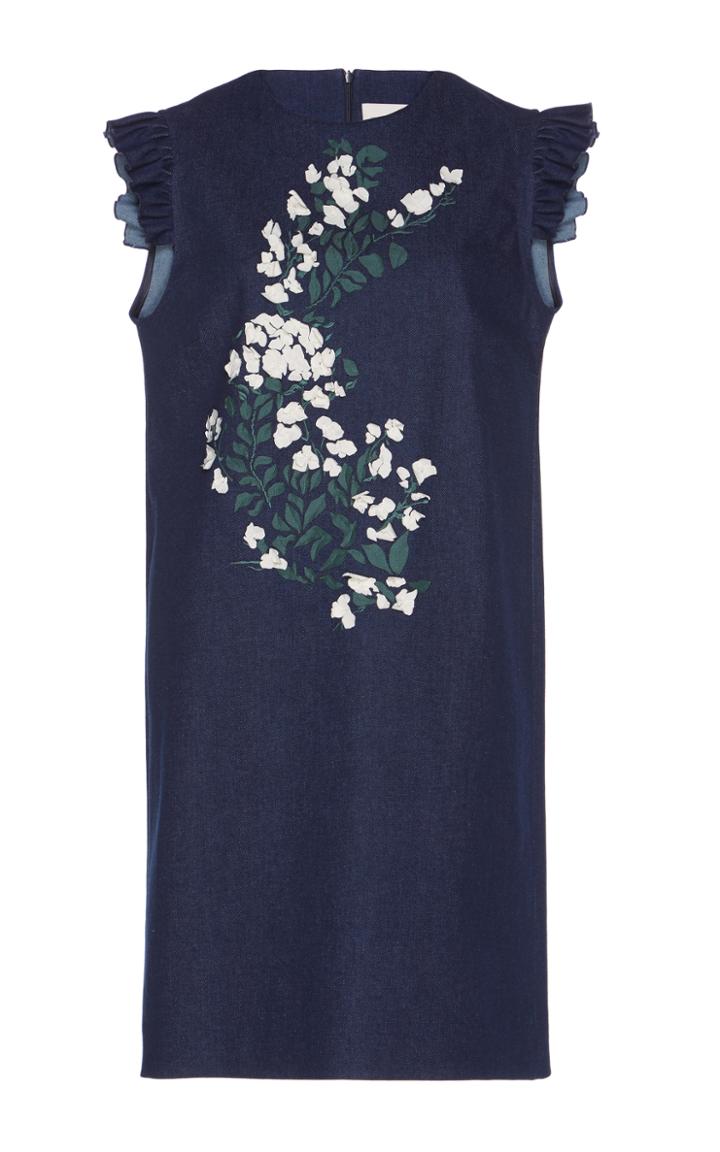 Giuseppe Di Morabito Floral Embroidered Denim Dress