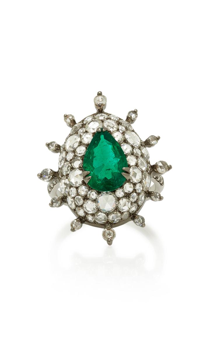 Nam Cho 18k Gold Diamond And Emerald Ring