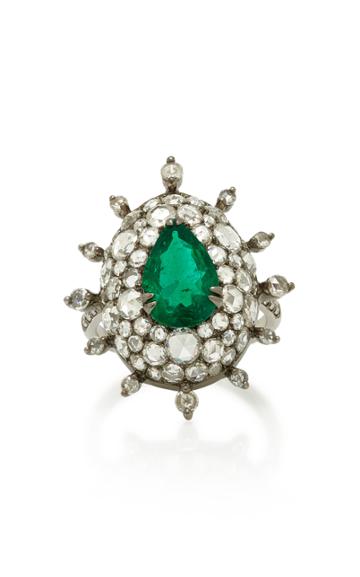 Nam Cho 18k Gold Diamond And Emerald Ring