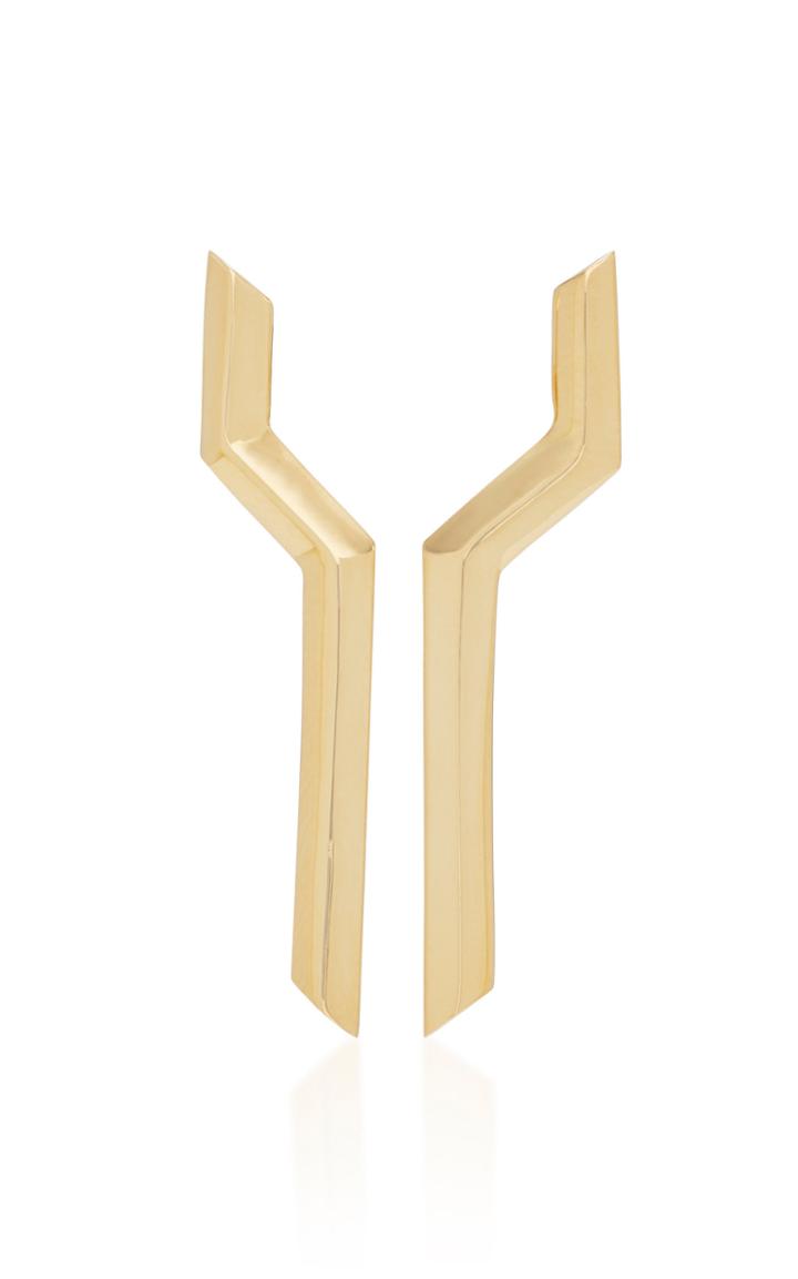 Ralph Masri Phoenician Script 18k Gold Earrings