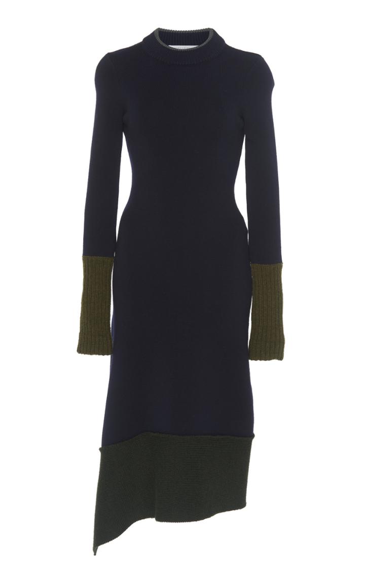 Victoria Beckham Two-tone Wool-blend Knit Dress