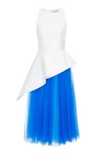 Carolina Herrera Asymmetrical Peplum Tulle Dress