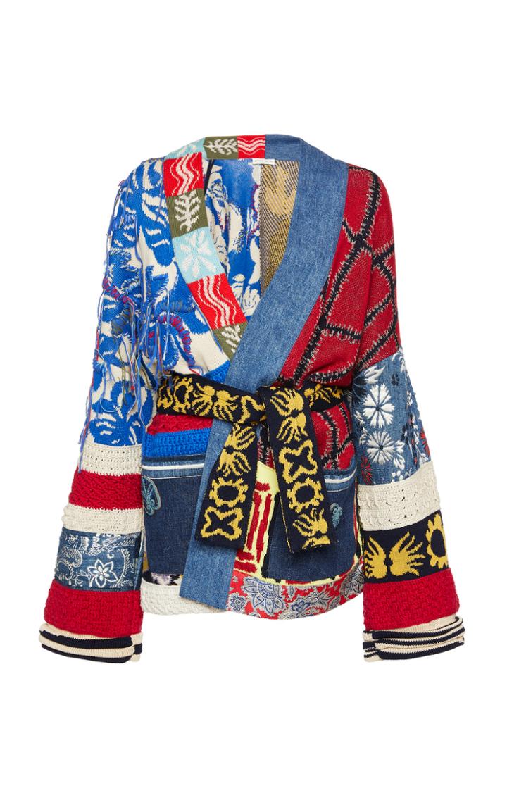 Etro Tie-waist Cotton-blend Patchwork Jacket