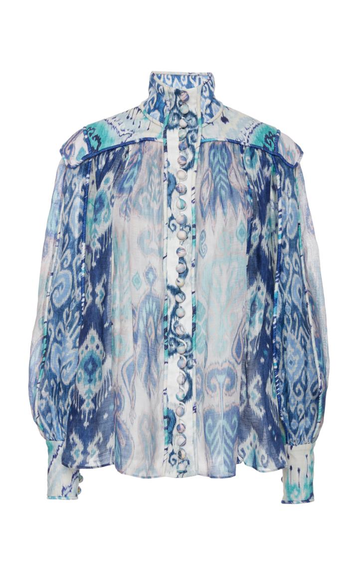 Zimmermann Glassy Printed Linen-silk Blouse