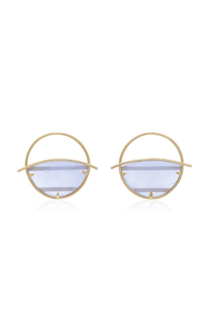 Pili Restrepo Circle 14k Gold And Blue Chalcedony Earrings