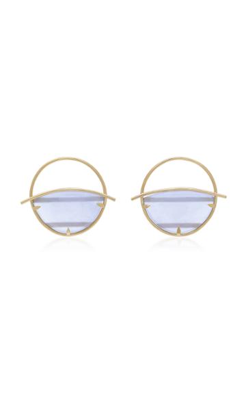 Pili Restrepo Circle 14k Gold And Blue Chalcedony Earrings