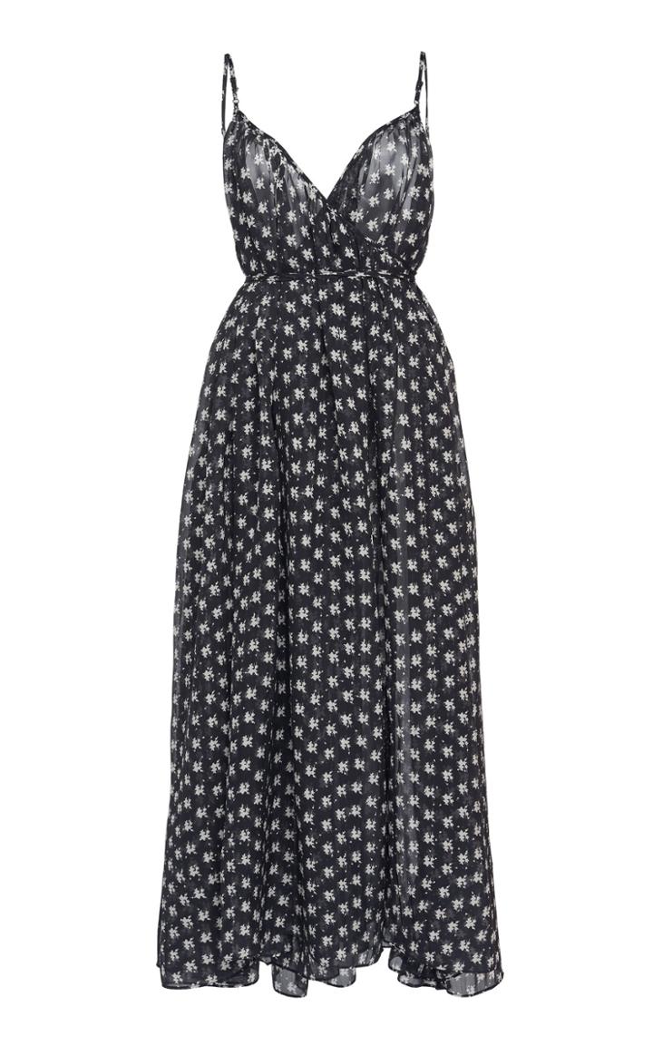 Rixo Misty Silk Blend Pleated Wrap Dress