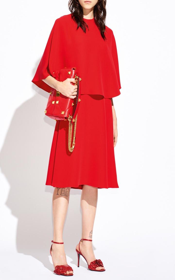 Moda Operandi Valentino Silk Cady Midi Cape Dress