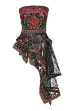 Oscar De La Renta Embroidered Asymmetrical Strapless Lace Top