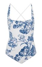 Oscar De La Renta Floral-print One-piece Cotton-blend Swimsuit