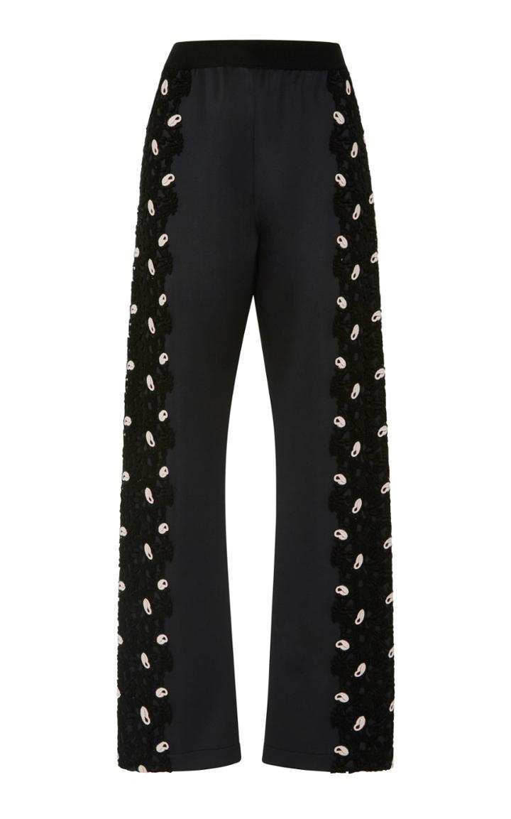 Giambattista Valli Floral Appliqu Ponte Straight-leg Pants