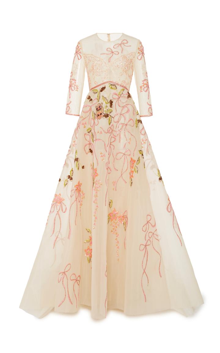 Georges Hobeika Three Quarter Sleeve Ball Gown