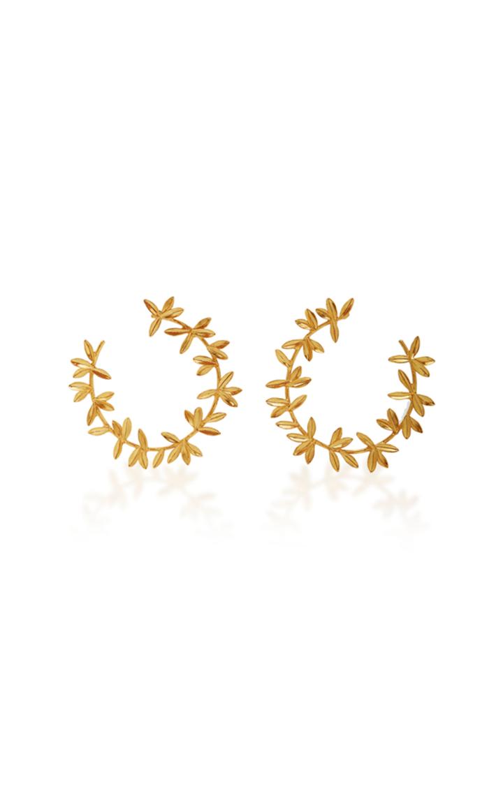 Oscar De La Renta Large Dot Leaf Hoop Earrings