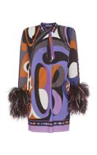 Emilio Pucci Feather Cuff Mini Dress