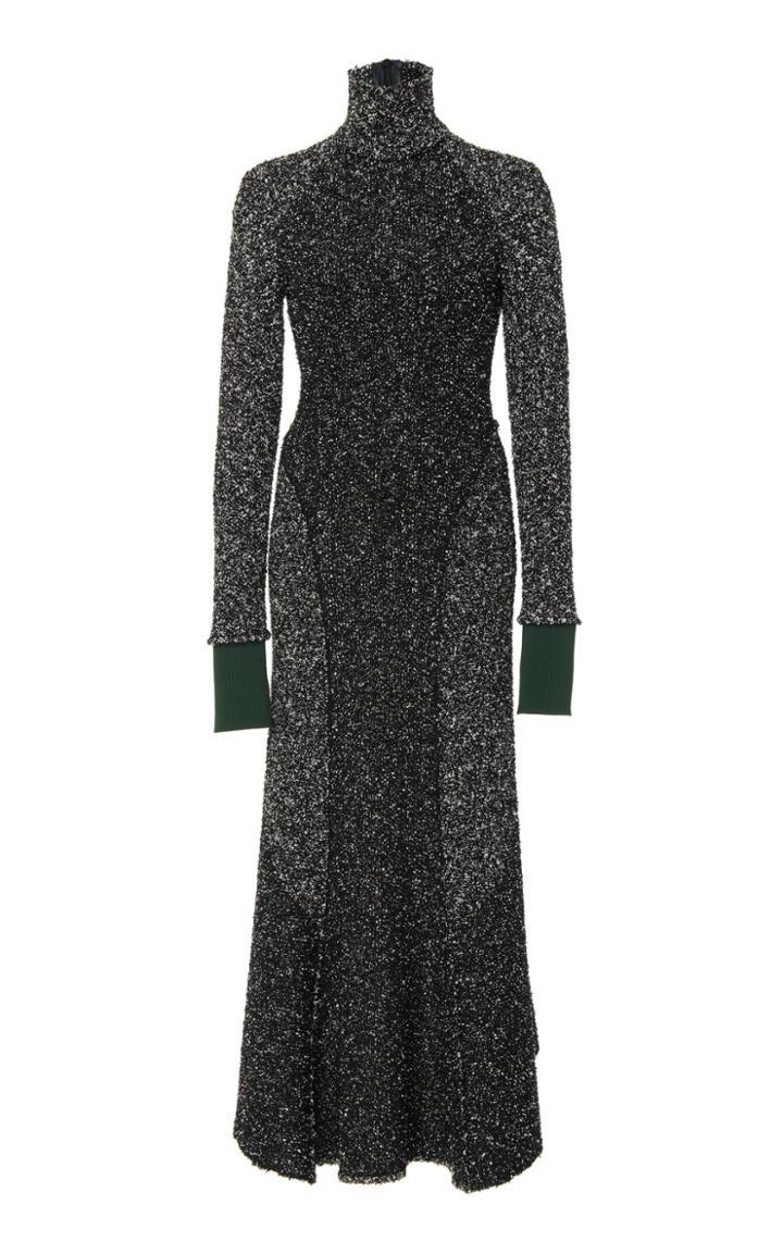 Victoria Beckham Melange Knit Long Sleeve Midi Dress