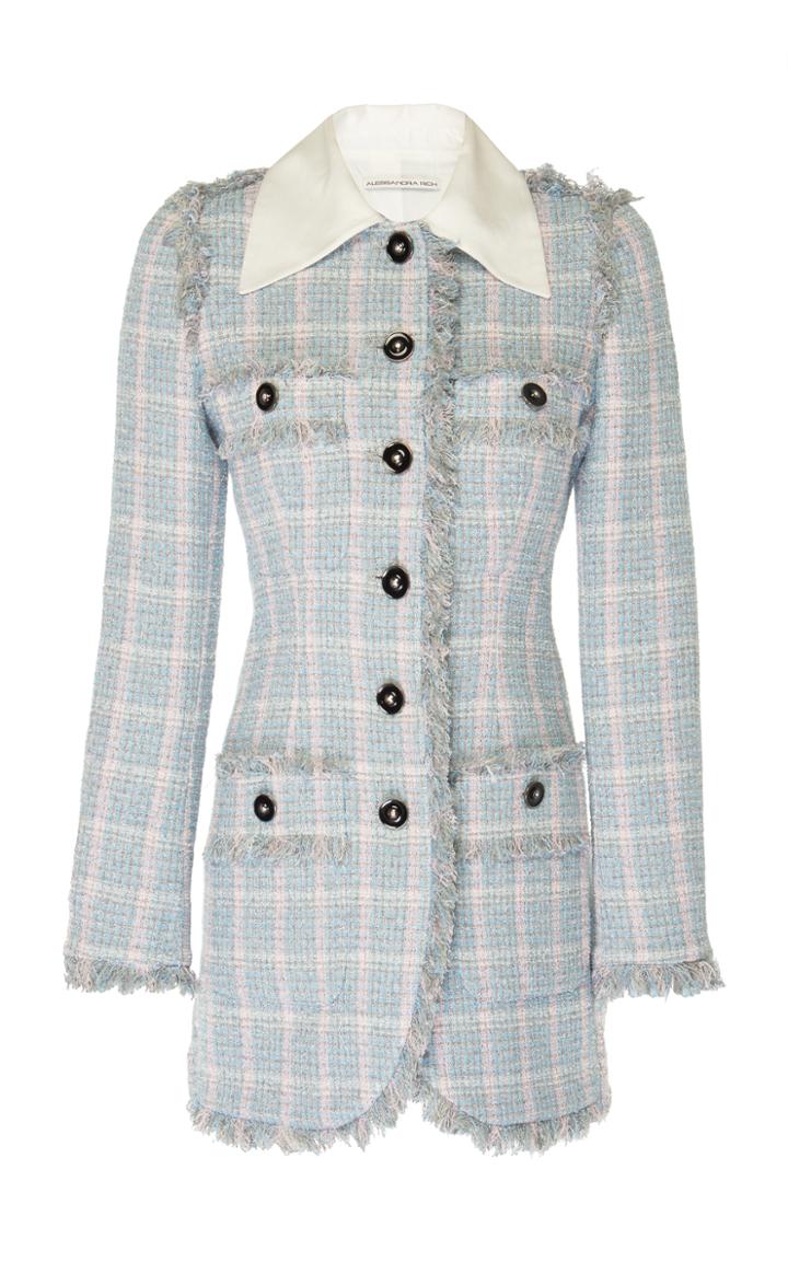 Alessandra Rich Tartan Tweed Long Jacket