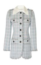 Alessandra Rich Tartan Tweed Long Jacket