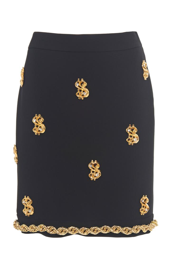 Moschino Currency-embellished Straight Skirt