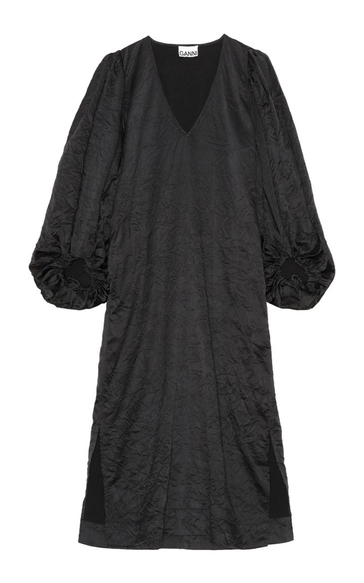 Moda Operandi Ganni Crinkled Satin Maxi Dress
