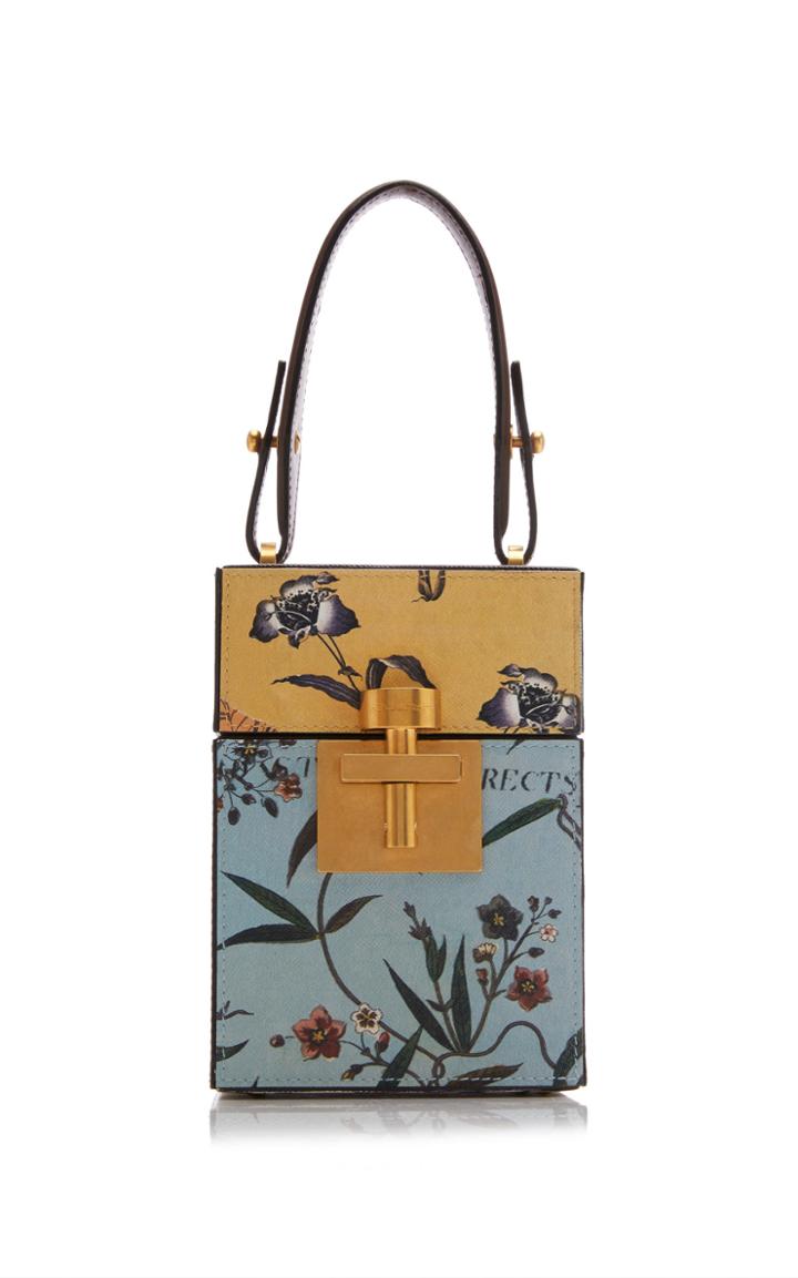 Moda Operandi Oscar De La Renta Alibi Box Printed Leather Top Handle Bag